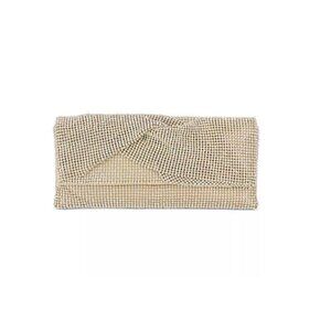INC Hether twist diamond mesh women's clutch purse pouch - GOLD  (NEW)